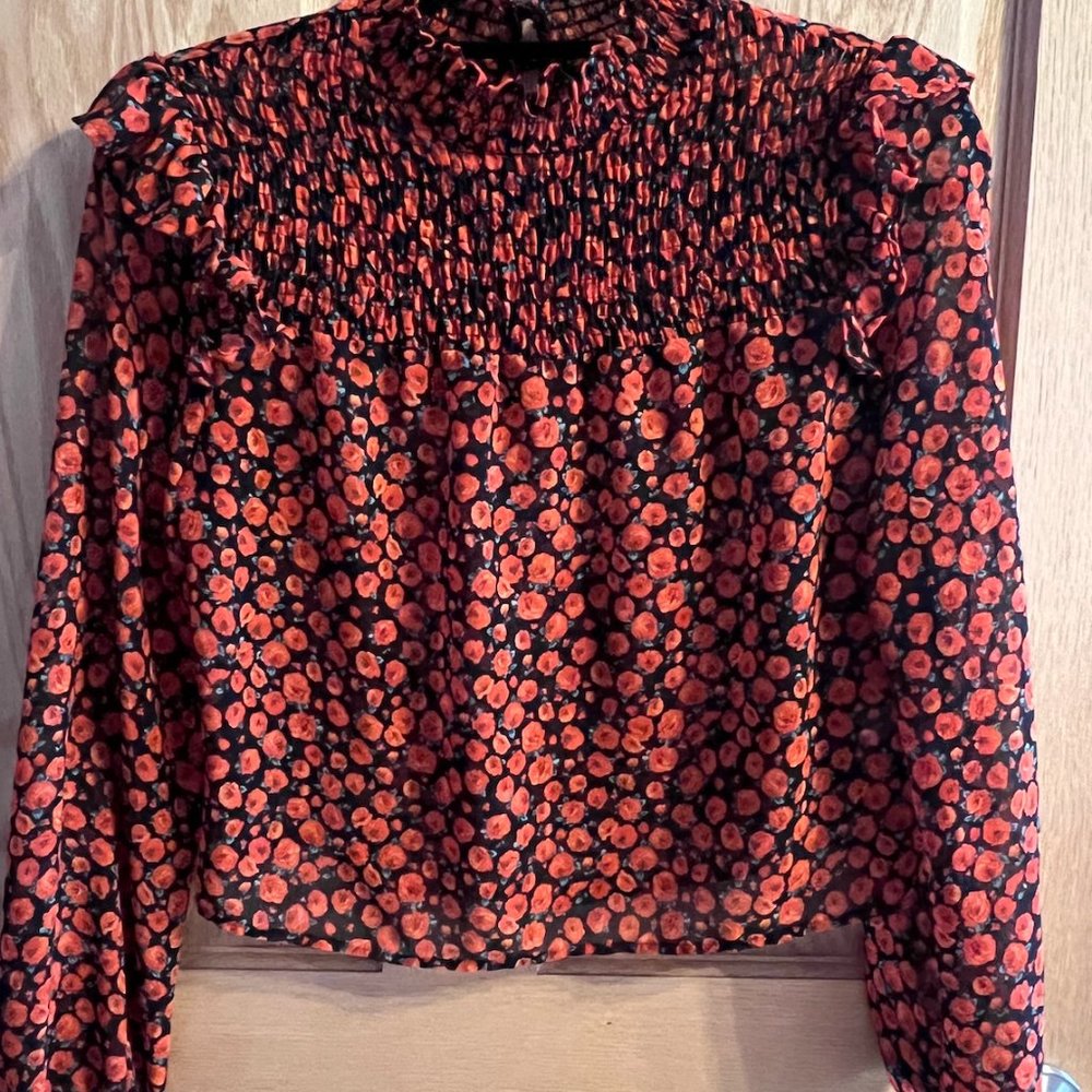 BERSHKA Sheet Flowered Blouse